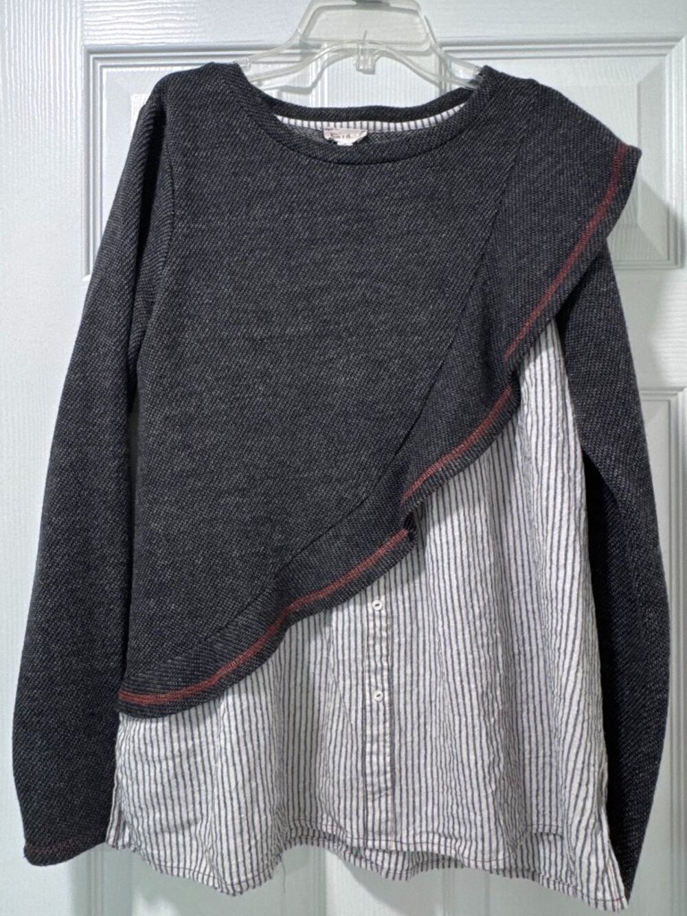 Hem & Thread Gray Sweater & Shirt Mix Linen Blend Size M
